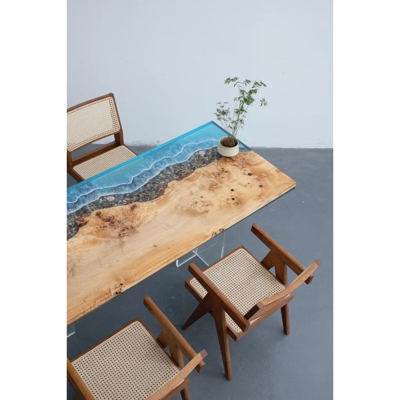 Dynamic Wave Poplar Wood Resin Table