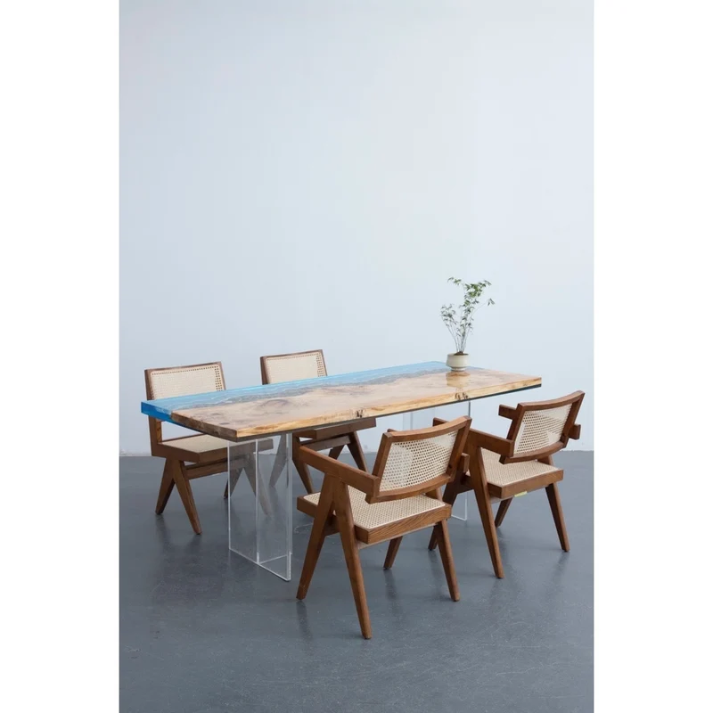 Dynamic Wave Poplar Wood Resin Table