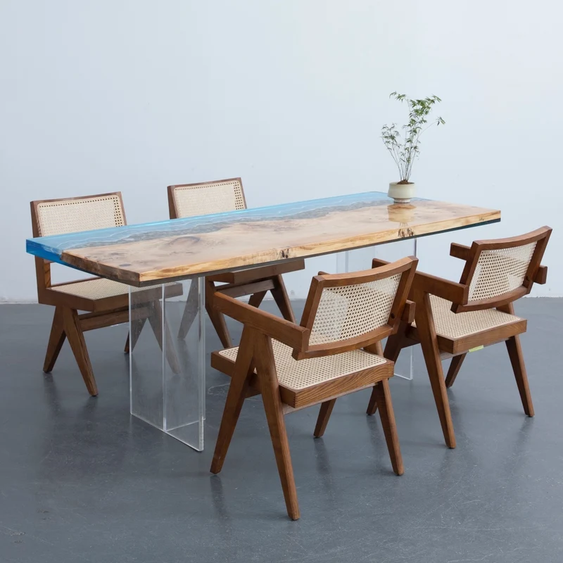 Dynamic Wave Poplar Wood Resin Table