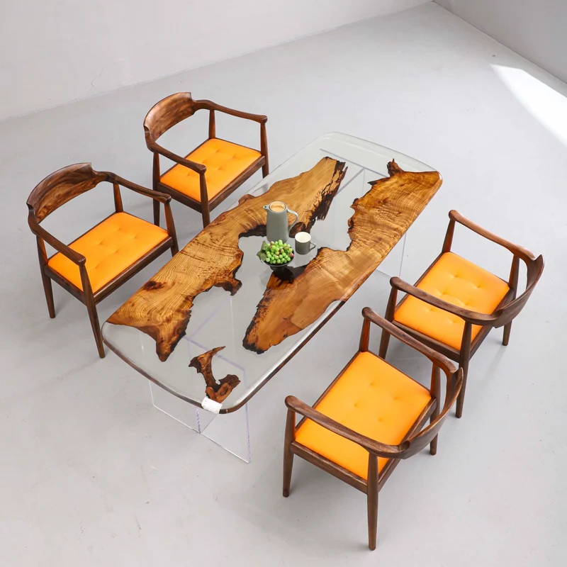 Whimsical Surface Camphor Wood Resin Table