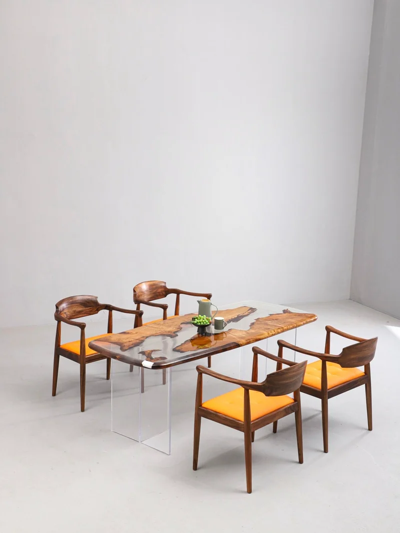 Whimsical Surface Camphor Wood Resin Table
