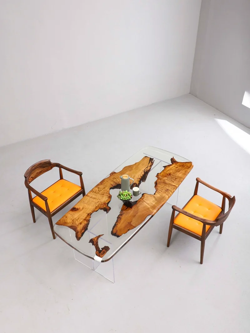 Whimsical Surface Camphor Wood Resin Table