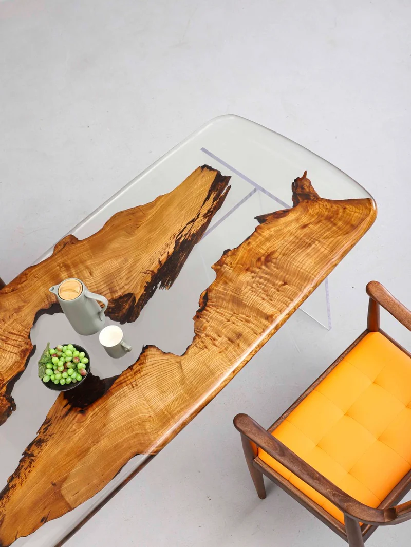 Whimsical Surface Camphor Wood Resin Table