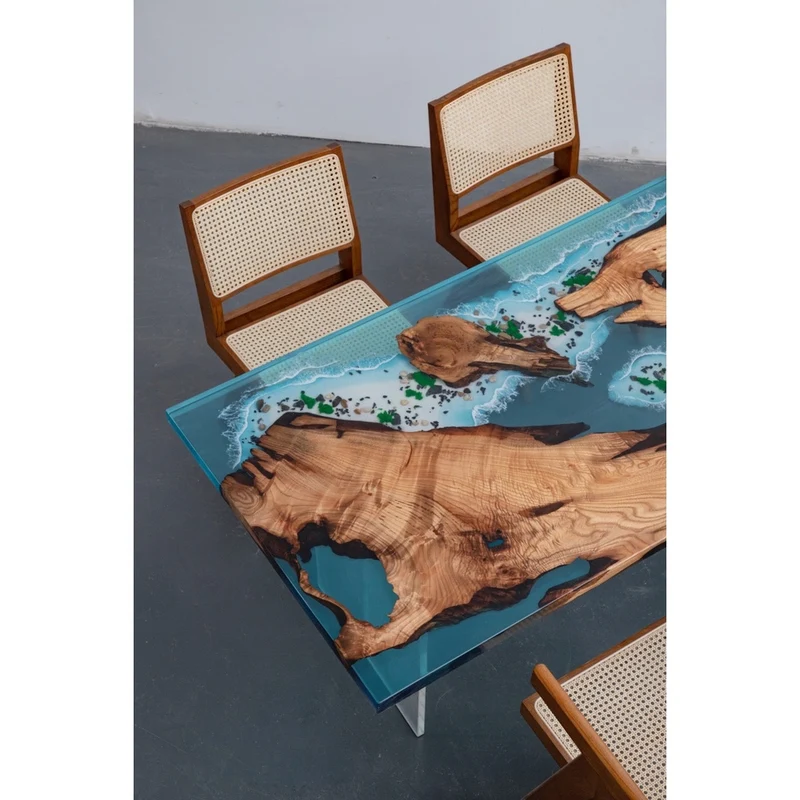 Ocean Depths Camphor Wood Epoxy Table