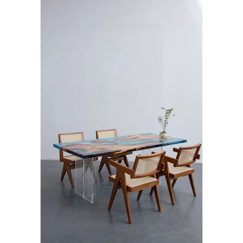Ocean Depths Camphor Wood Epoxy Table