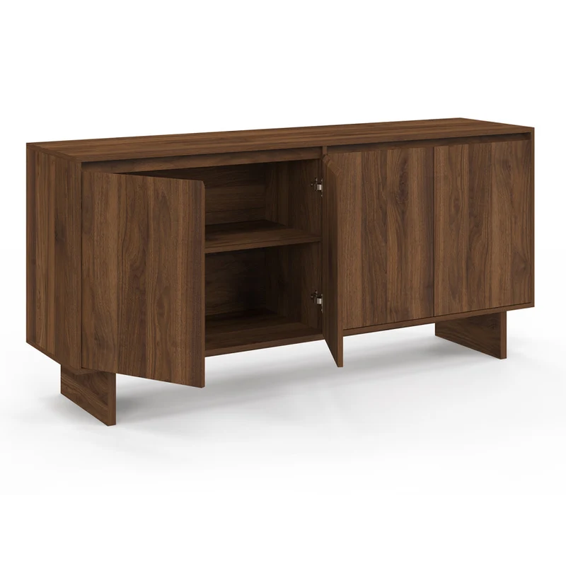 Buffet Yumi 4 portes effet noyer L160cm
