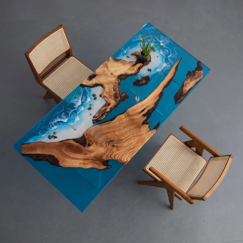 Tranquil Waters Camphor Wood Resin Table