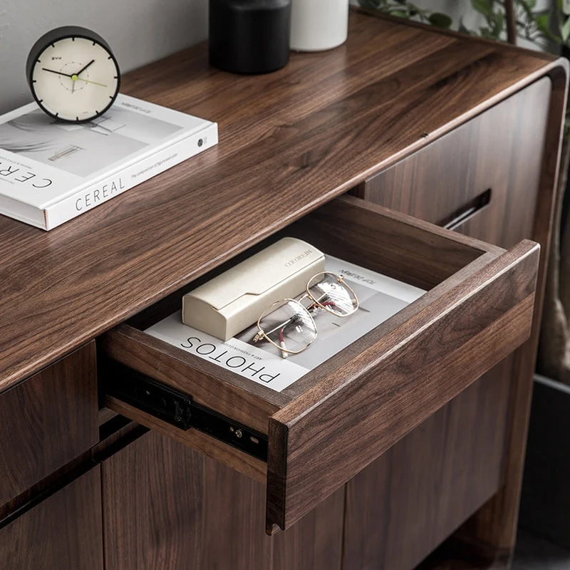 Japandi Compact Black Walnut Wood Shoe Cabinet