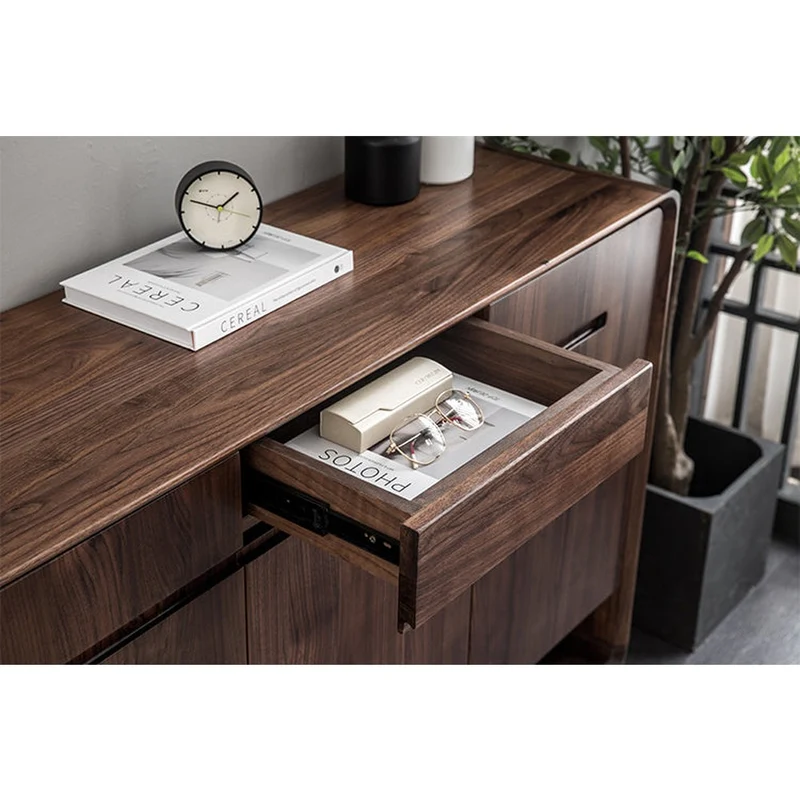 Japandi Compact Black Walnut Wood Shoe Cabinet