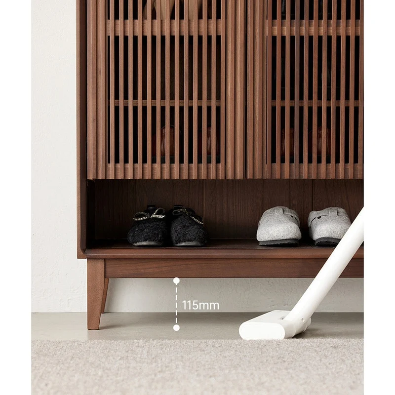 Alchemy Grille Doors Walnut Wood Shoe Cabinet