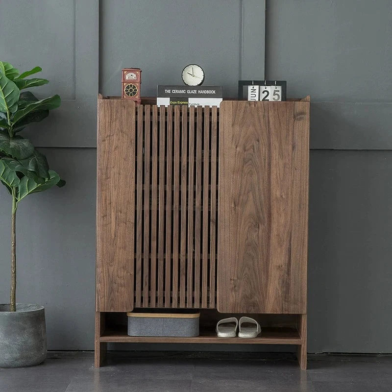 Brilliance Minimalist Black Walnut Wood Shoe Cabinet