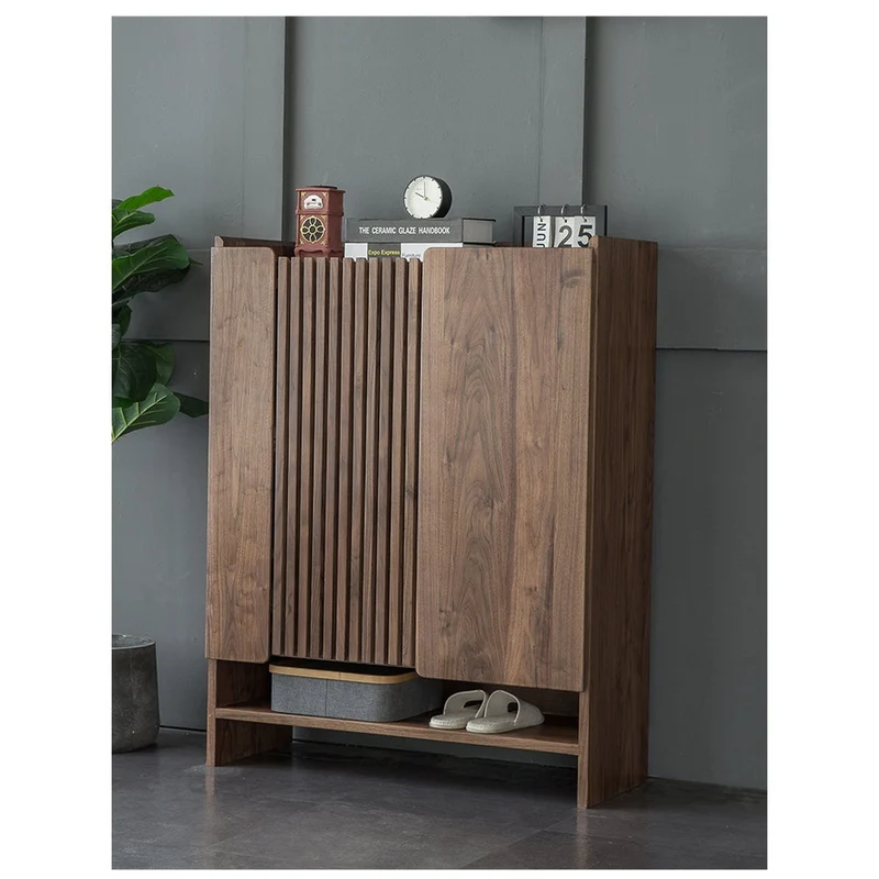 Brilliance Minimalist Black Walnut Wood Shoe Cabinet
