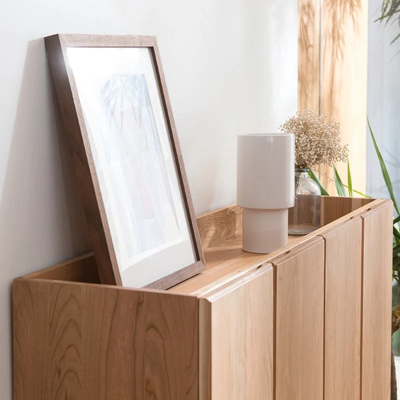 Sustain 4 Hidden Door Cherry Wood Shoe Cabinet