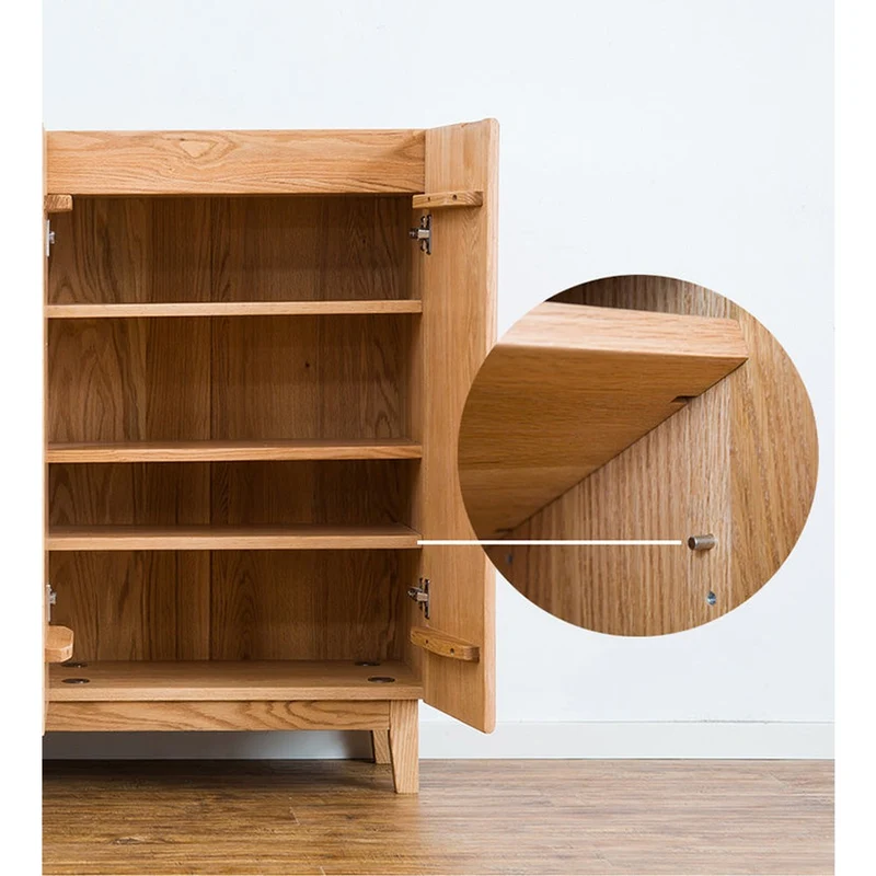 Sustain 4 Hidden Door Cherry Wood Shoe Cabinet