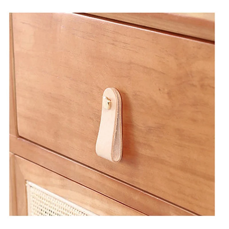 Solid Cherry Wood Shoe Storage Cabinet with Rattan Doors