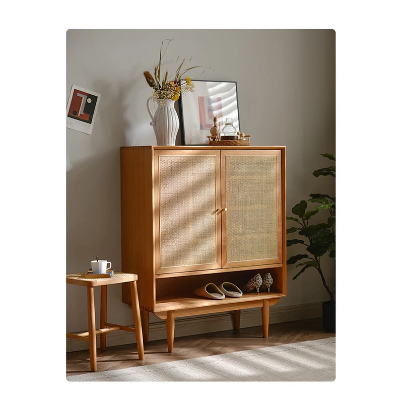 Solid Oak Wood Shoe Cabinet