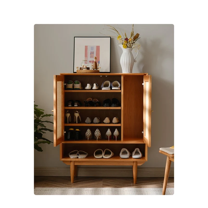 Solid Oak Wood Shoe Cabinet