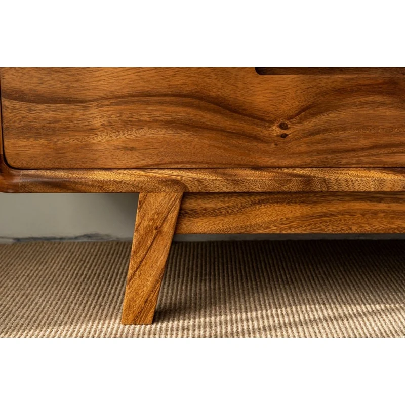 Atlas Round Edge 2 Drawers Solid Wood Media Console