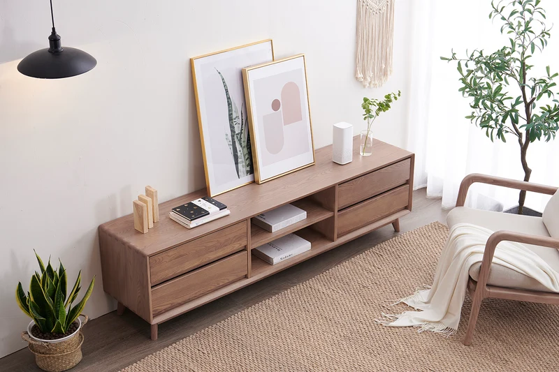 Elysium Balance White Ash Wood TV Table