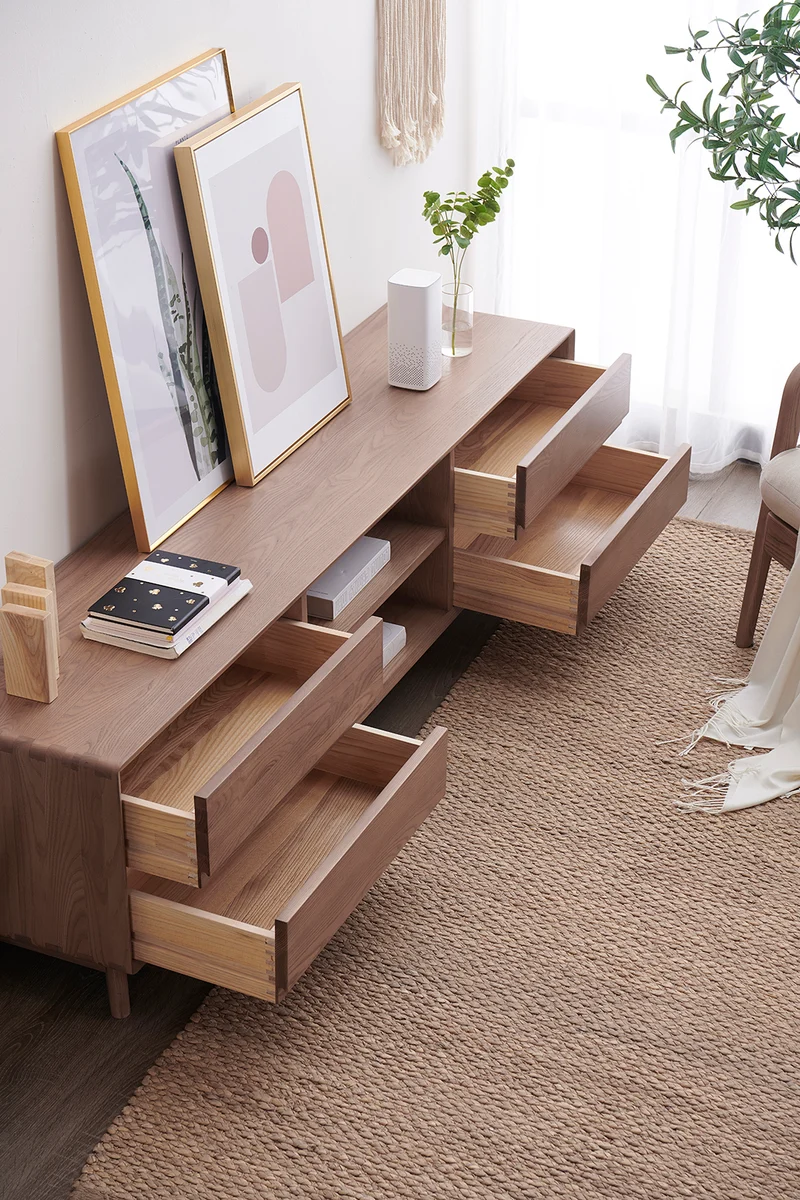 Elysium Balance White Ash Wood TV Table