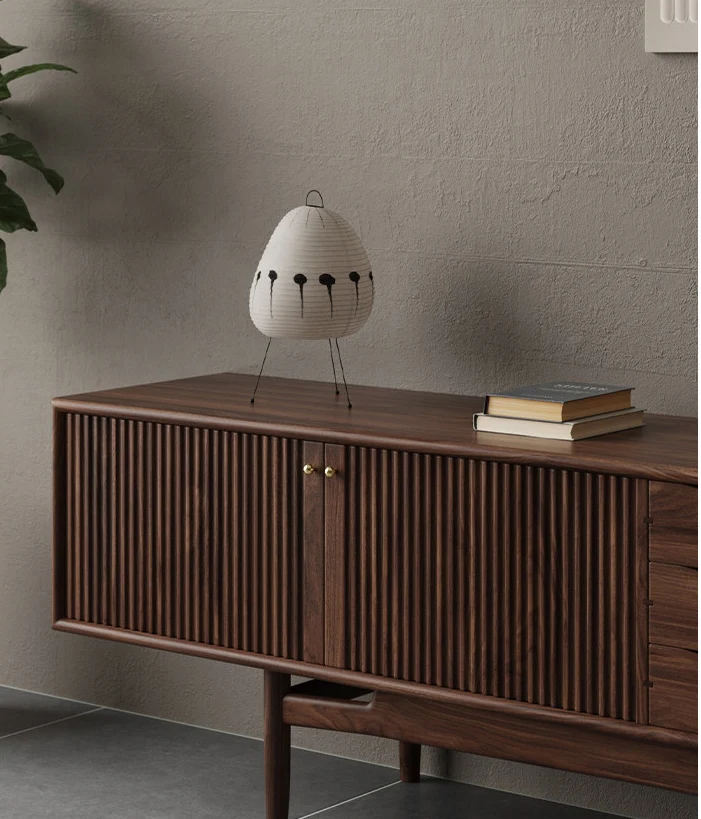 Atlas Black Walnut TV Stand with Fluted Doors