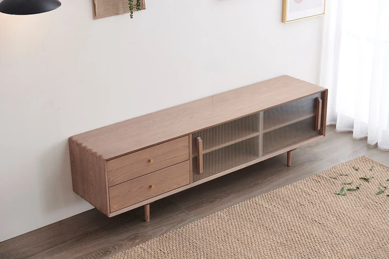 Japandi Stylish White Ash Wood TV Stand