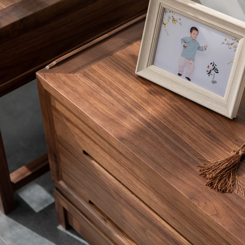 Japanese Style Timeless Black Walnut Wood TV Stand