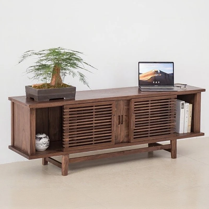 Artisan Crafted Stylish Black Walnut Wood TV Stand