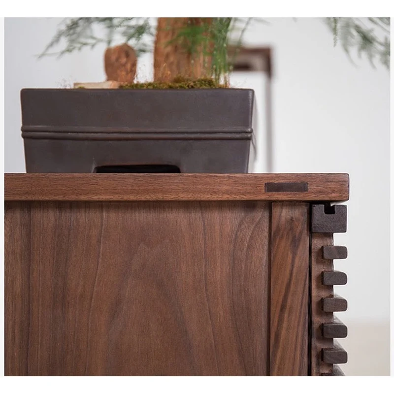 Artisan Crafted Stylish Black Walnut Wood TV Stand