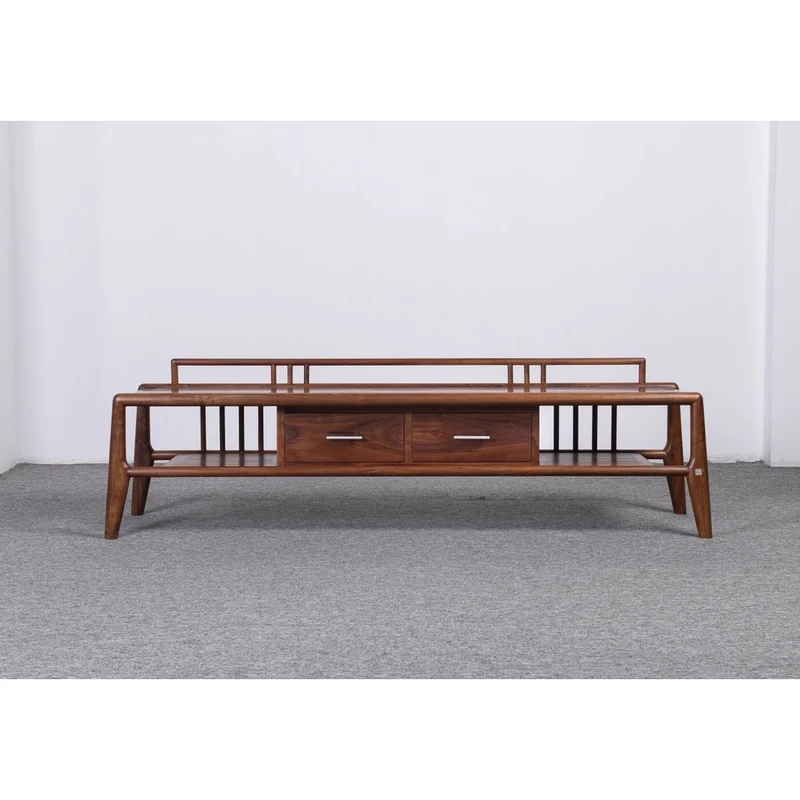 Chinese Open Style Black Walnut Wood TV Cabinet