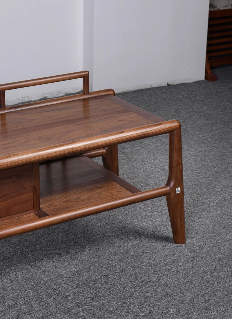 Chinese Open Style Black Walnut Wood TV Cabinet
