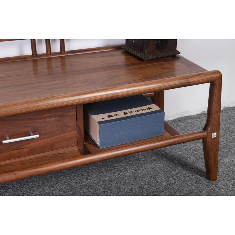 Chinese Open Style Black Walnut Wood TV Cabinet