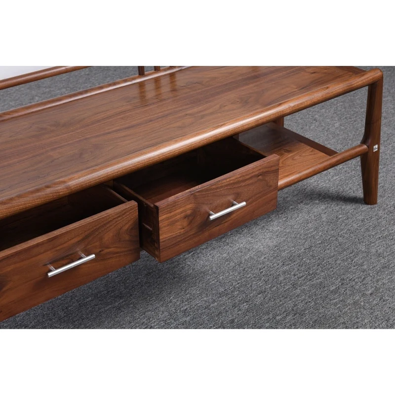 Chinese Open Style Black Walnut Wood TV Cabinet