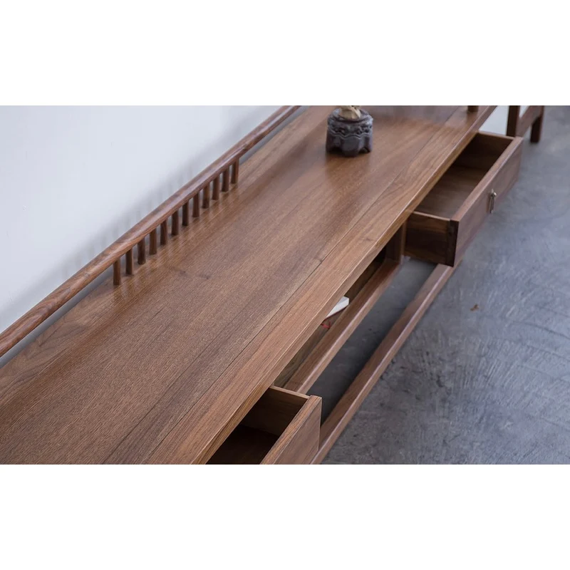 Sleek Simplicity Chinese Style Black Walnut Wood TV Stand