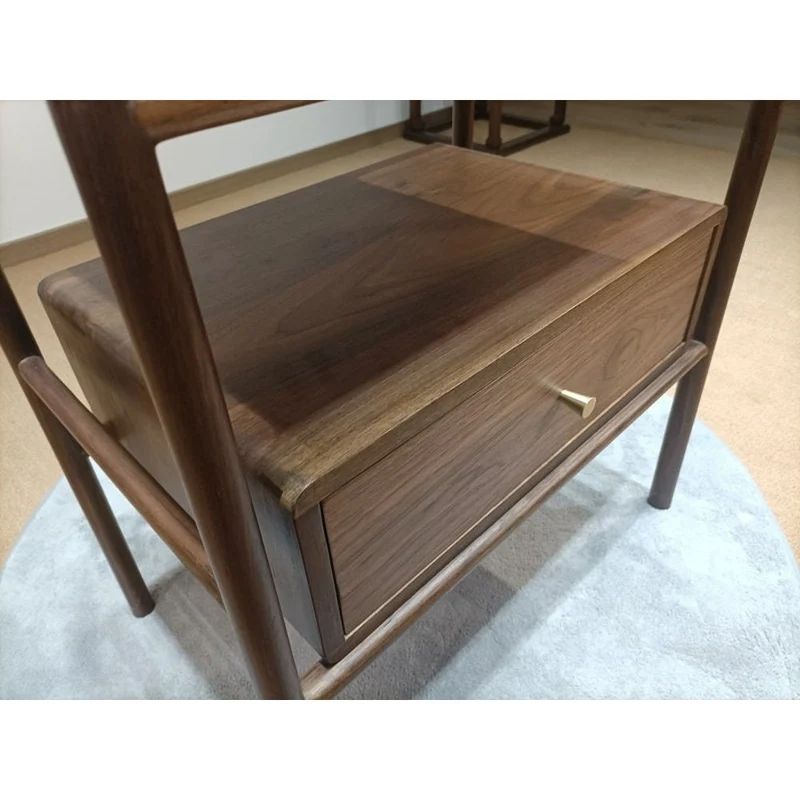 Vintage Mid Century Drexel Parallel Black Walnut Wood Side End Table Nightstand