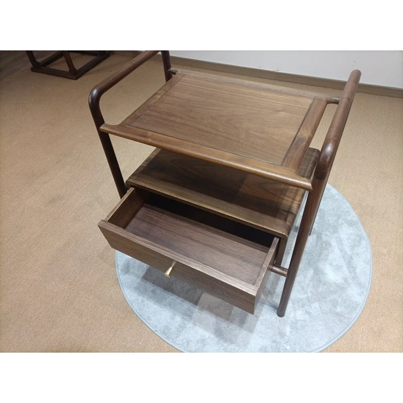 Vintage Mid Century Drexel Parallel Black Walnut Wood Side End Table Nightstand
