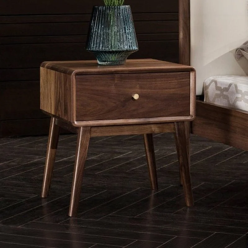 Apex Nightstand Black Walnut Bedside Table with Drawer