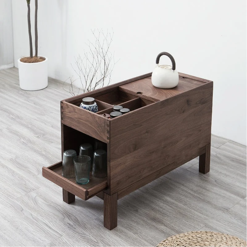 Elemental Solid Black Walnut Tea and Small Things Side Table