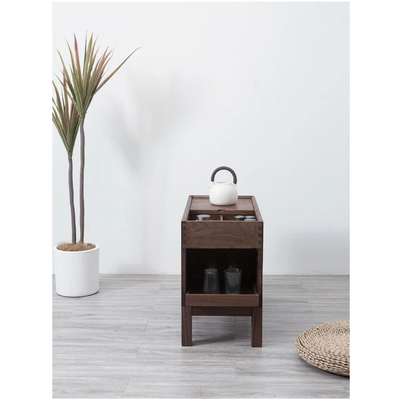 Elemental Solid Black Walnut Tea and Small Things Side Table