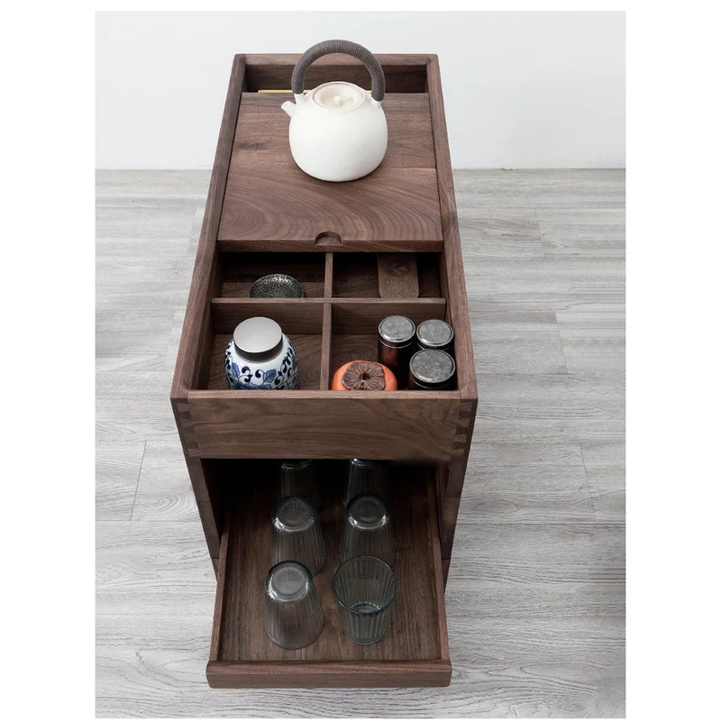 Elemental Solid Black Walnut Tea and Small Things Side Table