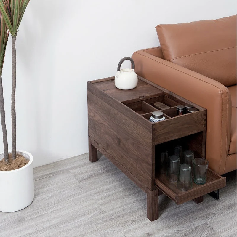 Elemental Solid Black Walnut Tea and Small Things Side Table