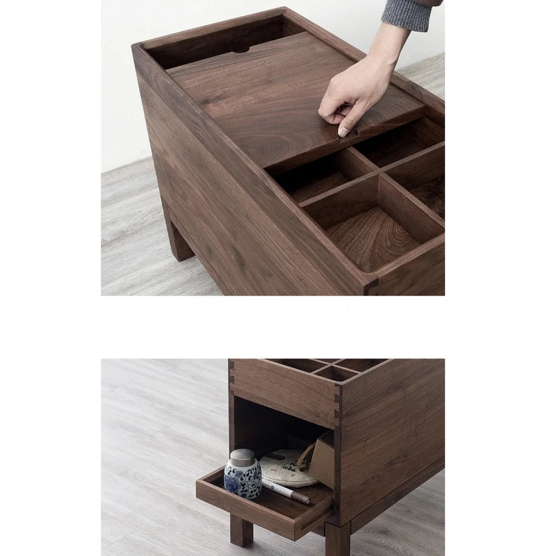 Elemental Solid Black Walnut Tea and Small Things Side Table