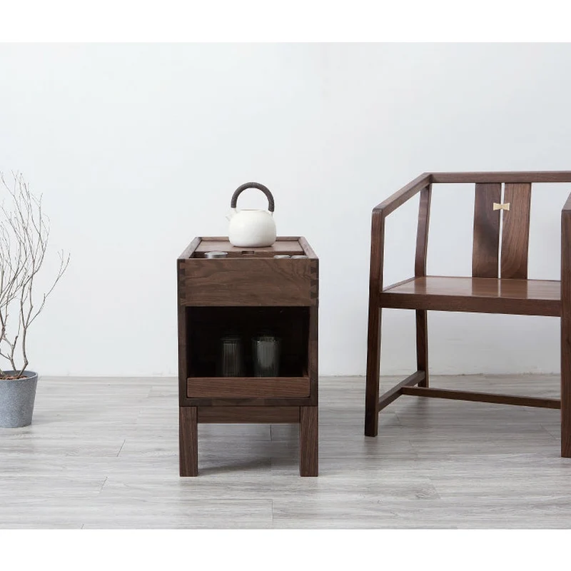 Elemental Solid Black Walnut Tea and Small Things Side Table