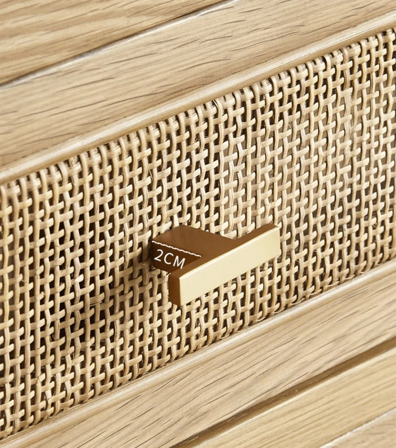 Nebula 6 Drawers Oak Wood Dresser with Rattan