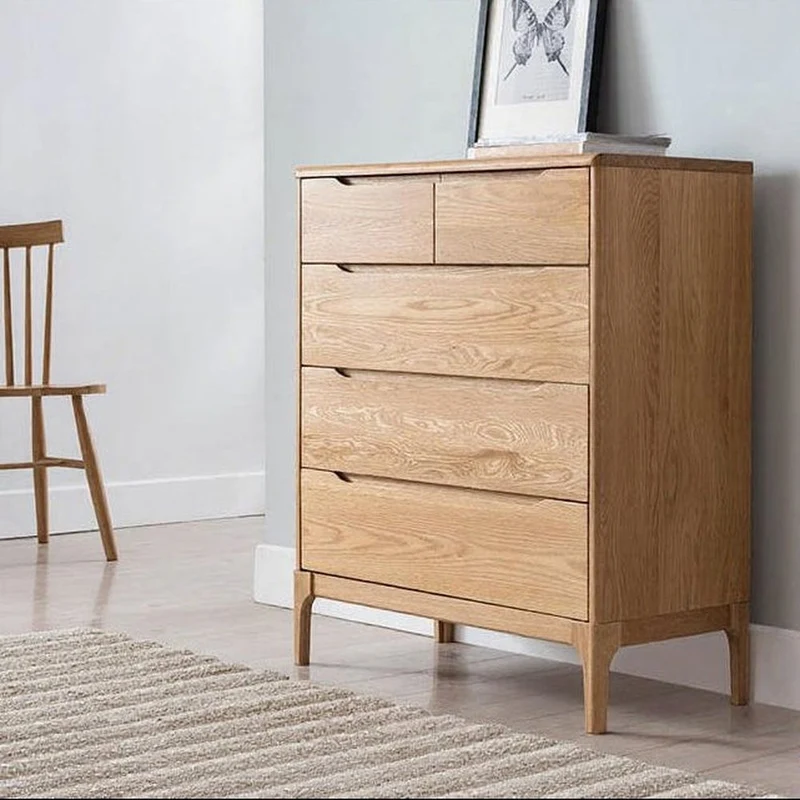 White Oak Wood Chest of Drawers Dresser