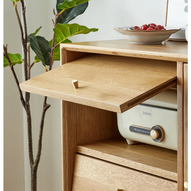 Harmonic Oak Wood Cabinets with One Rattan Door