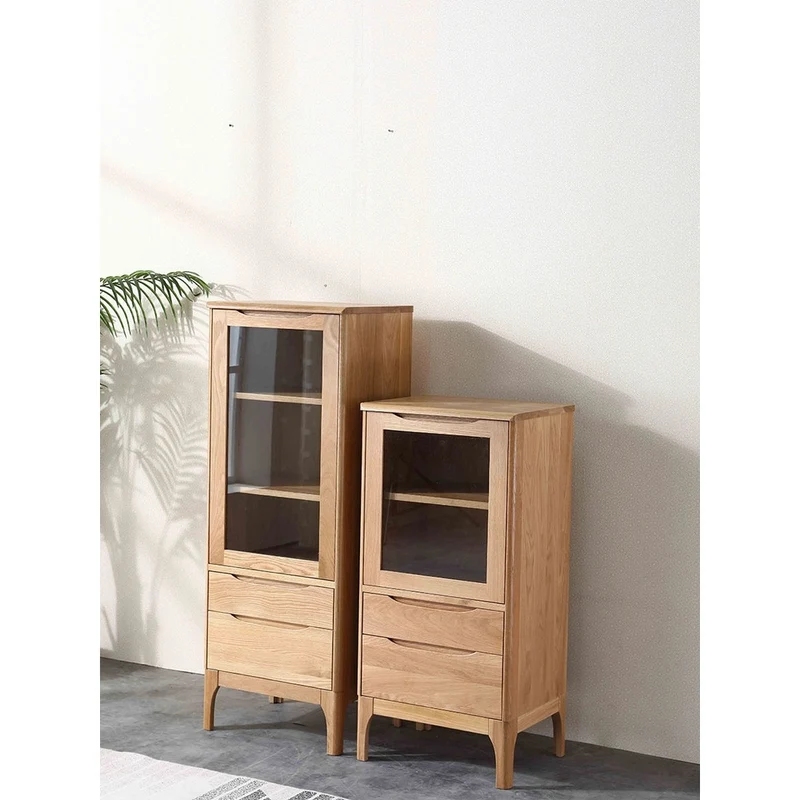 Sculpted Natural Oak Wood Small Bookcase