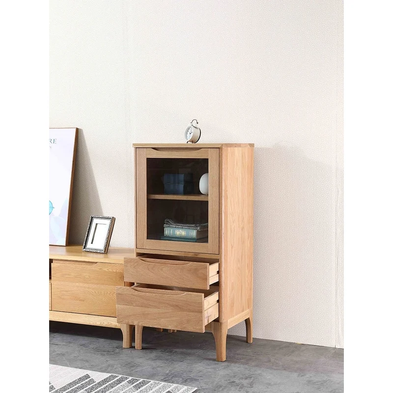 Sculpted Natural Oak Wood Small Bookcase