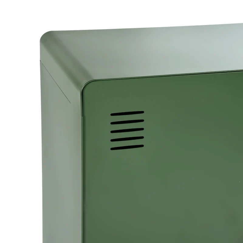 Armoire/Casier métallique vert au style industriel avec étagères et 2 portes - WALNUT