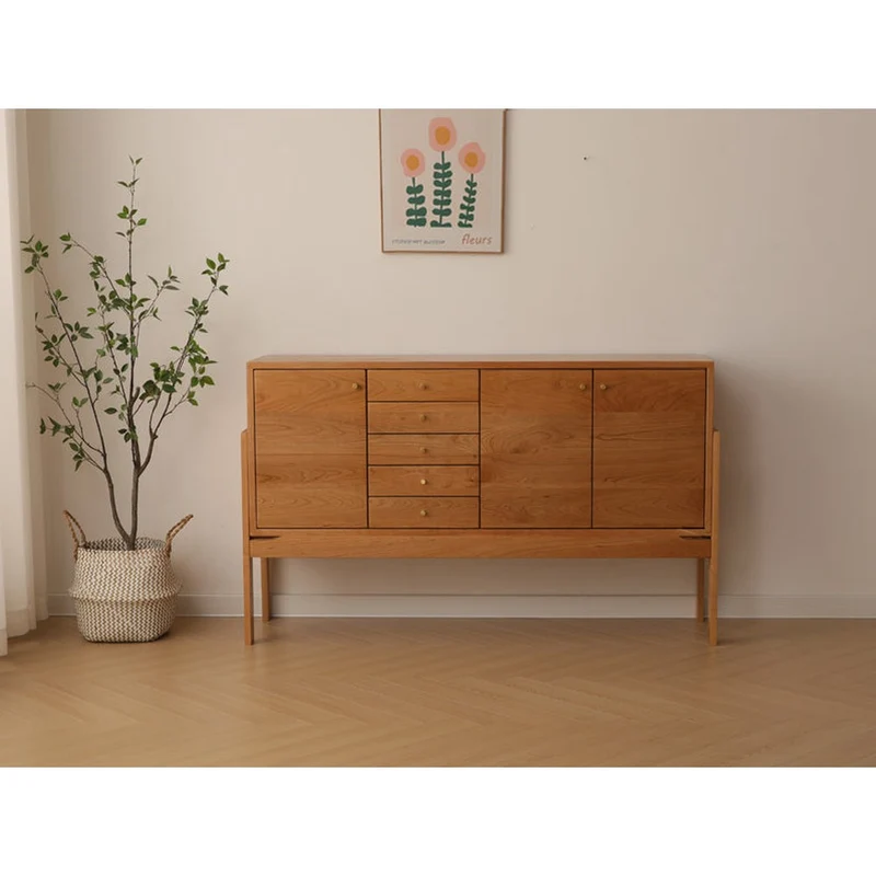 Multi-Grid High Solid Cherry Wood Sideboard